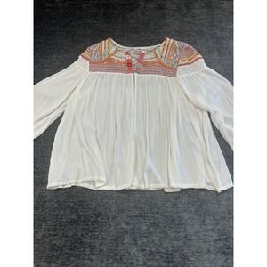 Tantrums Tapestry Boho Jacquard Cardigan Embroidered Jacket White Sz XLarge